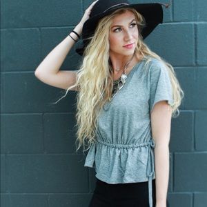 NWT. Grey cropped and cinch top.